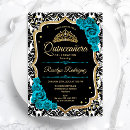 Search for teal and gold quinceanera invitations 15th birthday
