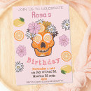 Search for pink skull birthday invitations Dia de los muertos