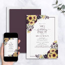 Search for sunflower 50th birthday invitations Purple