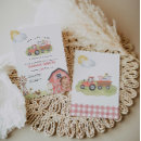 Search for farm baby girl shower invitations Pink gingham