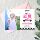 Search for pink race car invitations Fast one