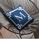 Search for blue and white greek key cushions Monogrammed