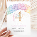 Search for girls 4th birthday invitations For her