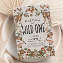 Search for woodland animals 1st birthday invitations Forest