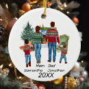 Search for family of 4 christmas tree decorations Watercolor
