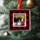 Search for red and black buffalo plaid christmas tree decorations Family photo
