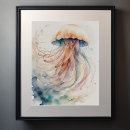 Search for watercolor jellyfish art Colourful