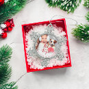 Search for red and white christmas tree decorations Pet photo
