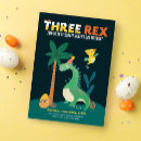 Search for dinosaur 3rd birthday invitations Blue