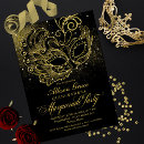 Search for masquerade invitations Gold glitter