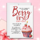 Search for cupcake 1st birthday invitations Red