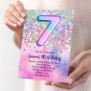 Search for 7th birthday invitations Pink purple