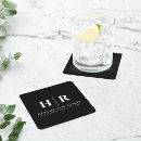 Search for bride coasters Bride and groom initials