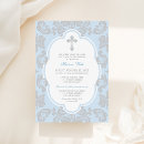 Search for boys blue damask christening invitations Cross