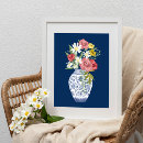 Search for blue flower vase posters Watercolor