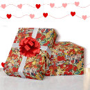 Search for vintage valentines day wrapping paper Red