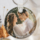 Search for name and wedding date key rings Newlyweds