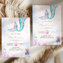 Search for blue mermaid invitations Watercolor