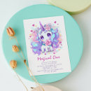 Search for purple 1st birthday invitations Unicorn