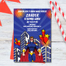 Search for skyline birthday invitations Superhero