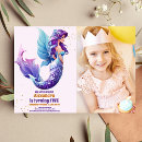 Search for mermaid under the sea birthday invitations Baby girl