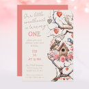 Search for bird 1st birthday invitations Woodland