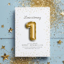 Search for foil 1st birthday invitations Gold