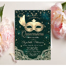 Search for green masquerade mask invitations Elegant
