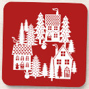 Search for winter snow scene coasters Village