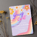 Search for groovy 1st birthday invitations Pink