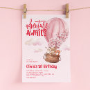 Search for adventure 1st birthday invitations Hot air balloon