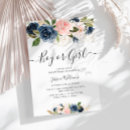Search for navy and blush gender reveal invitations Floral