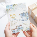 Search for tea party baby boy shower invitations Baby is brewing