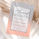 Search for peach and silver invitations Ombre