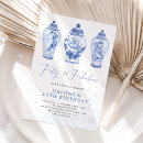 Search for blue ginger jar invitations Botanical floral peony