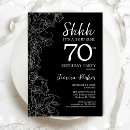 Search for black and white 70th birthday invitations Elegant