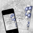 Search for navy blue silver birthday invitations Girly