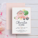 Search for farm animal 1st birthday invitations Girl