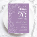 Search for purple 70th birthday invitations Lilac