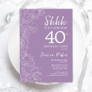 Search for purple 40th birthday invitations Elegant