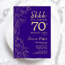 Search for purple 70th birthday invitations Elegant