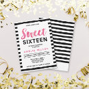 Search for stripes sweet 16 invitations Teen birthday