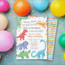 Search for colourful 1st birthday invitations Dinosaurs