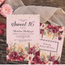 Search for burgundy and gold sweet 16 invitations Floral