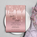 Search for pink rose gold blush sparkly drips invitations Trendy