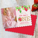 Search for photo 1st birthday invitations Strawberry strawberries