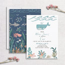Search for blue whale birthday invitations Ocean animals