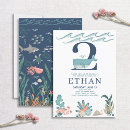 Search for under the sea 2nd birthday invitations Blue