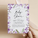 Search for lavender baby shower invitations Watercolor flowers