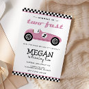 Search for pink race car invitations Race on over